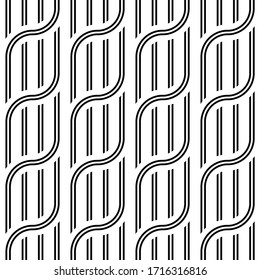 Design seamless waving pattern. Abstract monochrome interlaced background. Vector art