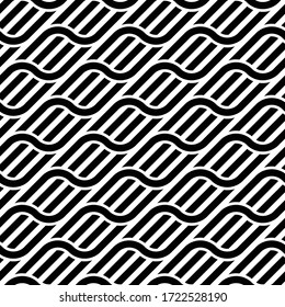 Design seamless waving pattern. Abstract monochrome interlaced background. Vector art