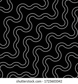 Design seamless waving pattern. Abstract monochrome zigzag background. Vector art