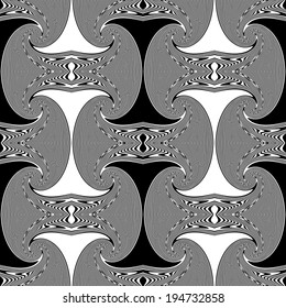 Design seamless whirl movement geometric pattern. Abstract monochrome waving lines background. Speckled twisted texture. Vector art