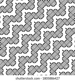 Design seamless zigzag decorative pattern. Abstract monochrome grating background. Vector art