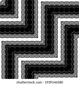 Design seamless zigzag decorative pattern. Abstract monochrome grating background. Vector art
