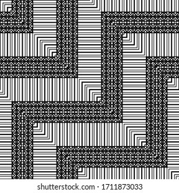 Design seamless zigzag pattern. Abstract monochrome lacy background. Vector art