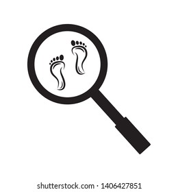 Design search foot logo. searching a footsteps feet. vecktor illustration on white background.