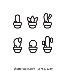 The design of a series of black and white vector illustration of the Cactus logo is modern and unique