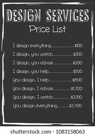 Design Service Price List Funny Terms & Prices Chalkboard Text Poster