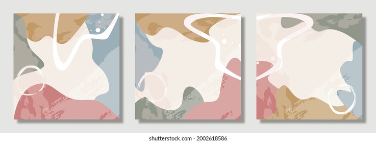 Design Set 3 abstract illustration vector EPS 10 hand drawn geometry shapes contemporary aesthetic mid century modern art print