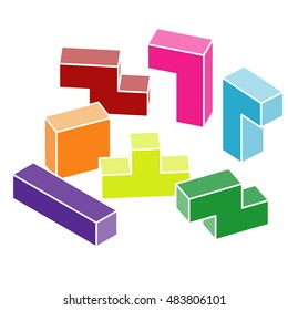 design set of 3D colorful cubes
