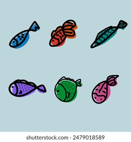 Design Set abstract fish vector illustration
