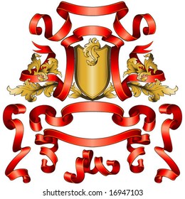 design set of banners with shield