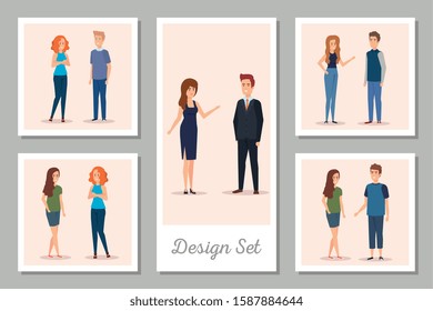 design set of business people avatar character vector illustration design