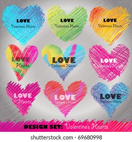 Design Set: Colorful Valentine's Day Hearts