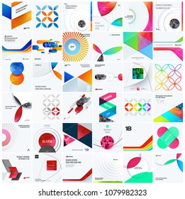 Design set of colourful abstract vector elements for modern background with circles, squares, triangles, smooth shapes