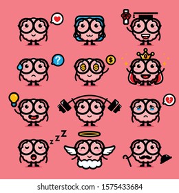 design set of cute brain vectors
