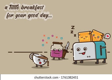 Design set of cute breakfast for warm up your morning and make you happy