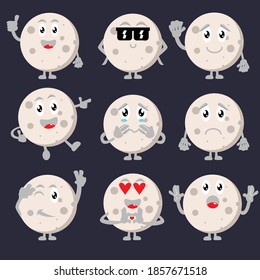 Design set of cute vector moon mascot