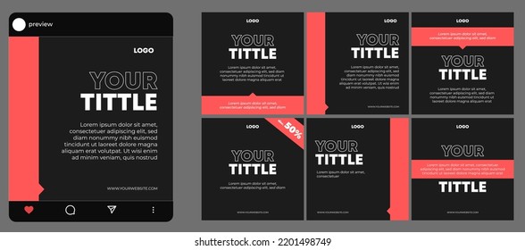 Design Set of Editable Social Media Post Template for Your Marketing Business, Promotion, Discount, Sale, Banner, Flyer, Website Advertising, Marketplace Vector Illustration Background