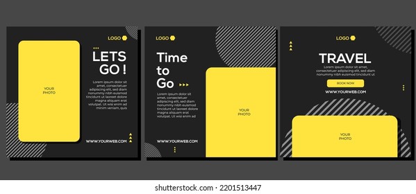 Design Set of Editable Social Media Post Template for Your Marketing Business, Promotion, Discount, Sale, Banner, Flyer, Website Advertising, Marketplace Yellow and Red Colors Vector Illustration