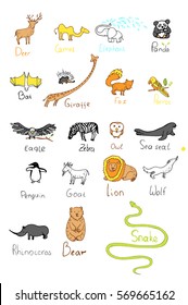Design set elements of wild animals.