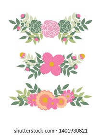 Design set with floral elements, leaves and borders. Vector illustration for invitations, wedding and greeting cards design 