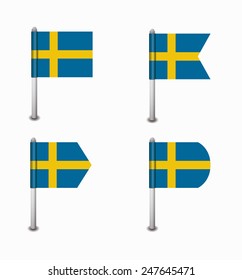 design set of four flags Sweden