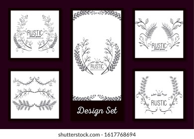 design set of frames rustic floral vector illustration design