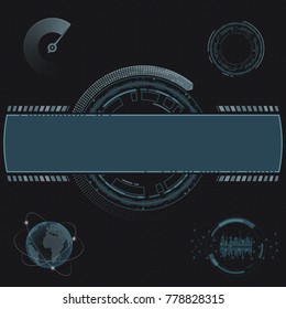 Design of set HUD menu user interface. Futuristic dashboard. Stock vector geometric line illustration.