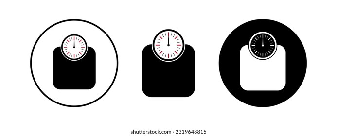 Design set icon of bathroom scales. Modern black scales illustration.