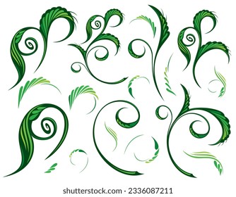 Design set of leaf in different shapes to use in environmental or healthy logo?background