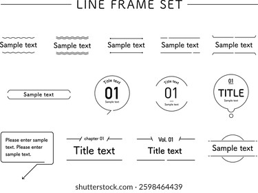 Design set with line frame and speech bubble