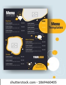 Design set for menu restaurant, Vector restaurant brochure, Creative menu design. Vector cafe template design. Food flyer.