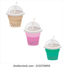 Design set milkshake fruit on glass illustration