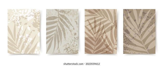С über Design mit Palmbranchendruck auf strukturiertem Hintergrund.Vektorhintergrund für Hochzeitskarte, Menüvorlage, Poster, Grußkarte, Präsentationen, Social-Media-Storys und Posts, AD, Banner
