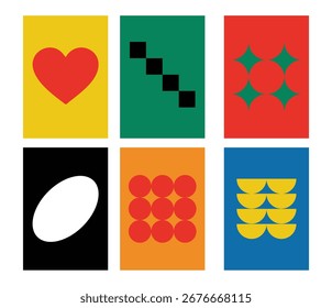 Design set poster bauhaus bold vibrante abstrato único