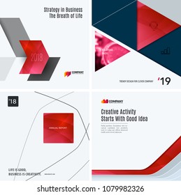 Design set of red colourful abstract vector elements for modern background with circles, squares, triangles, smooth shapes