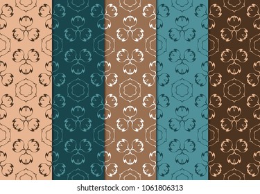 Design of a set seamless with a Geometric Flower Pattern of Mandala. Vector illustration. color