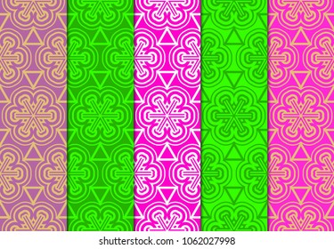Design of a set seamless with a Geometric Flower Pattern of Mandala. Vector illustration. color