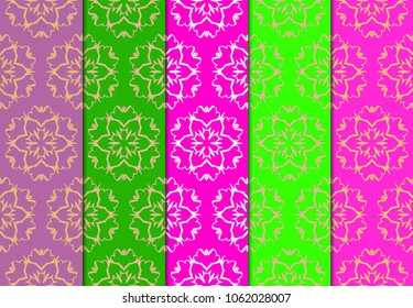 Design of a set seamless with a Geometric Flower Pattern of Mandala. Vector illustration. color