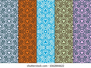 Design of a set seamless with a Geometric Flower Pattern of Mandala. Vector illustration. color