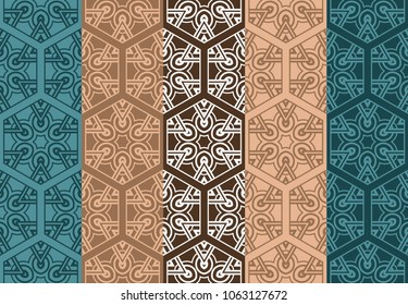 Design of a set seamless with a Geometric Flower Pattern of Mandala. Vector illustration. color