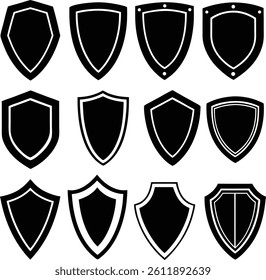 Design a set of shield icons showcasing a variety.