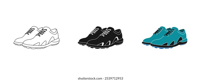 design for a set of sports shoes, golf, football, futsal, basketball and others, editable vector eps 10.