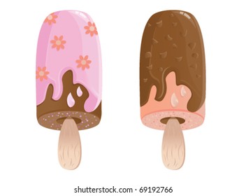 Design set of two ice-cream pops. Vector illustration