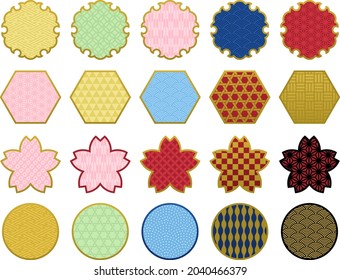 Design set of various Japanese pattern frames and decorations