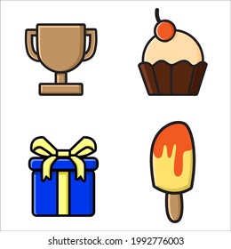 design set vector trofi,muffin,prize,ice cream