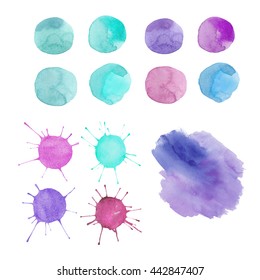 design set of watercolor blobs and blots
