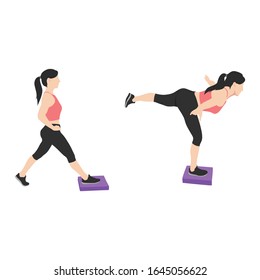 Design sets of woman doing exercising with pad flat illustration premium vector with pink cloth
