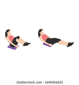 Design sets of woman doing exercising with pad flat illustration premium vector with pink cloth
