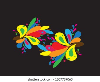 A design in seven colors of the rainbow