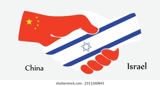 Design shake hands. Concept China and Israel the borth country a good contact, business, travel, transport and technology.